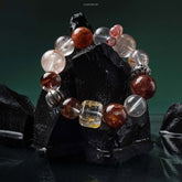 Lumi Reiki Love Career Boost Bracelet | Black Gold Super Seven & Red Rabbit Hair for Love & Career Success