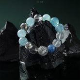 Lumi Reiki Herkinimer Spiritual Awakening Bracelet | Flash Diamond & Aquamarine for Intuition & Energy Purification