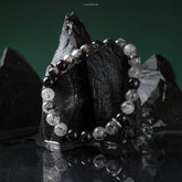 Obsidian & Hair Crystal Shield Bracelet