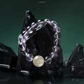Lumi Reiki Rutilated Quartz Career Boost Bracelet | Golden Rutilated Quartz & Light Purple Crystal for Wealth & Focus