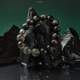 Black Rutilated & Silver Obs Bracelet