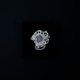 Anillo de mano con alambre de calcedonia rosa de Órbita Celestial