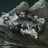 Lumi Reiki Problem Resolution Necklace on a Model - Stylish Jewelry for Negative Energy Purification and Emotional Stability