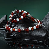 Lumi Reiki Aquamarine & Garnet Love Necklace - Calm, Love and Connection Crystal Jewelry on Display