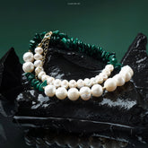 Lumi Reiki Malachite & Pearl Soothe Necklace | Malachite & Pearl for Anxiety Relief & Aura Protection