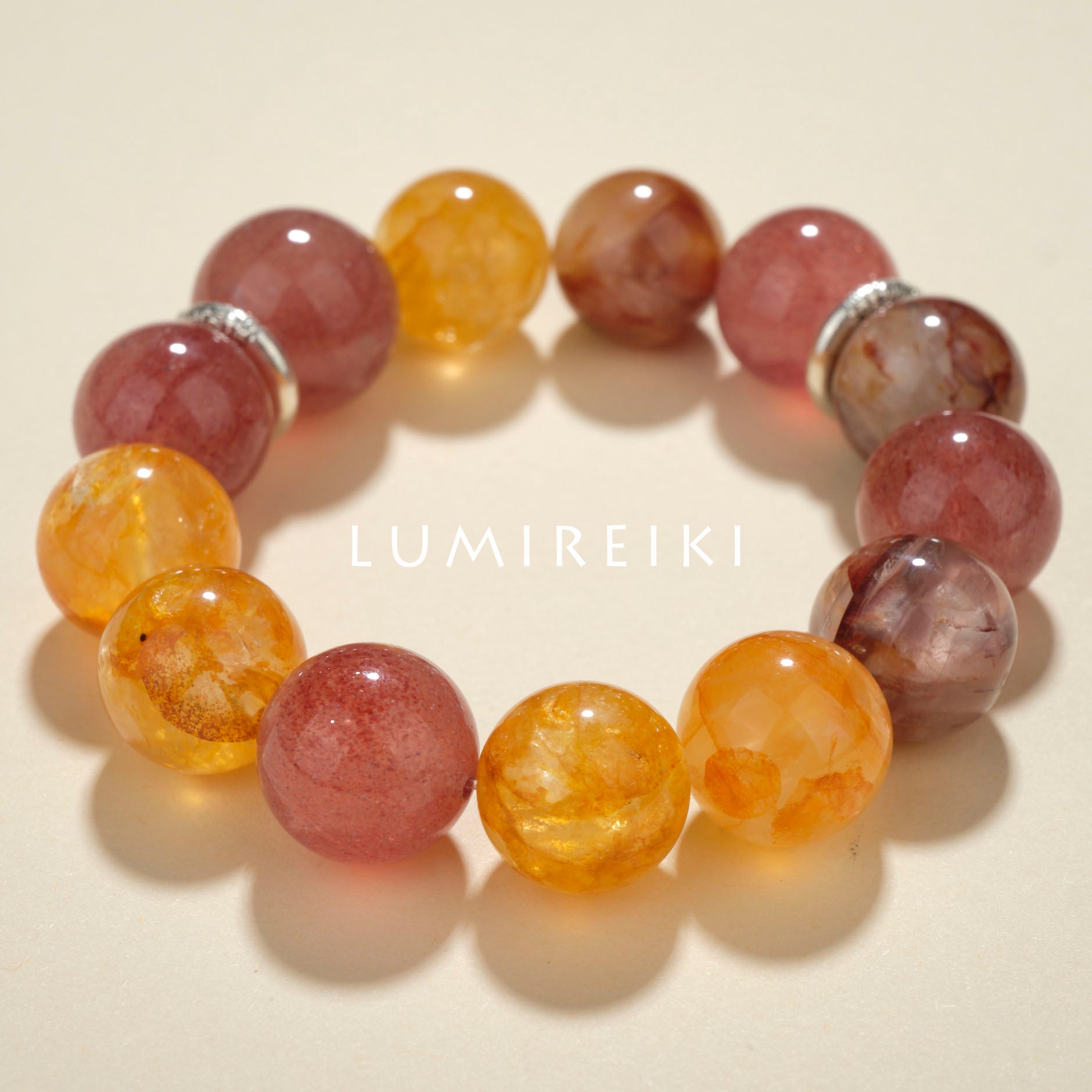 Lumi Reiki Red Flower Agate Close - up - Stone for Stress Relief and Energy Restoration