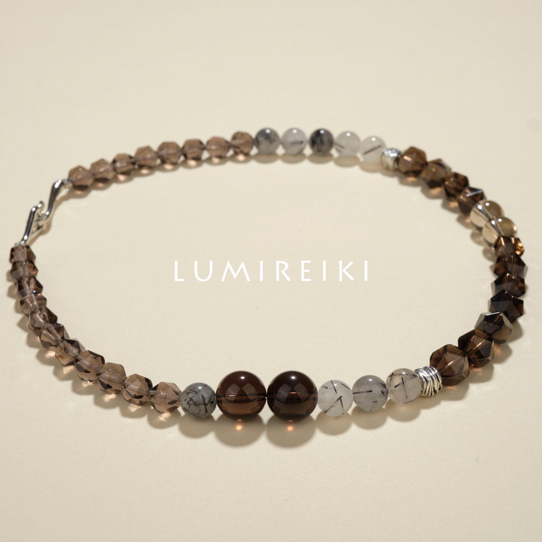 Lumi Reiki 12mm Smoky Quartz Close-up - Gemstone for Stability, Willpower, and Stress Relief