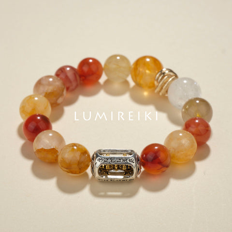 Lumi Reiki Red Flower Agate Close - up - Crystal for Passion Infusion and Negativity Blocking