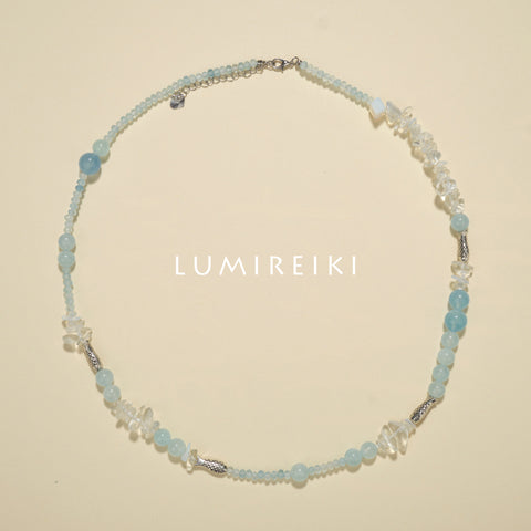 Lumi Reiki Aquamarine Crystal Detail | Stone of Courage for Emotional Calm & Clear Communication