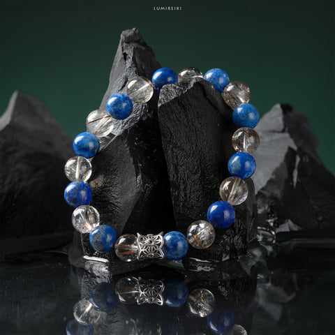 Lapis & Black Gold Shield Bracelet