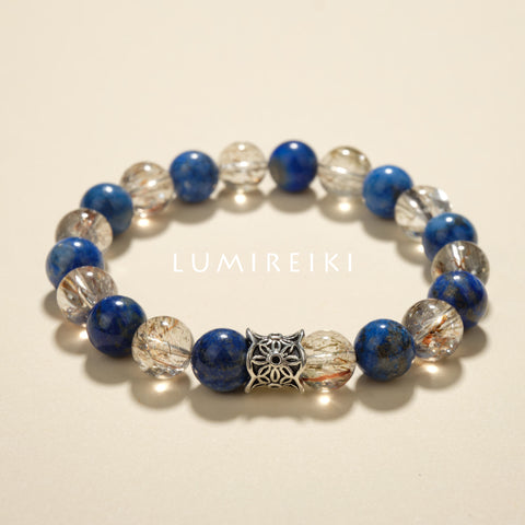 Lapis & Black Gold Shield Bracelet