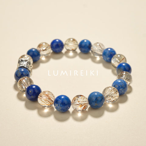 Lapis & Black Gold Shield Bracelet