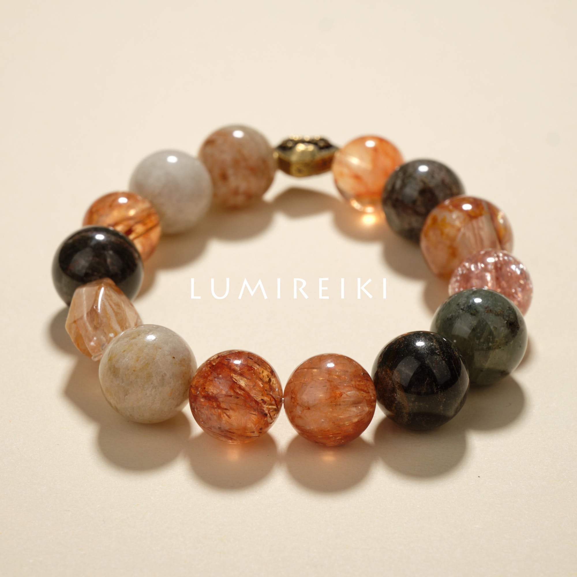 Peaceful Phantom Bracelet featuring multicolored spiritual crystals to soothe emotions and enhance intuition.