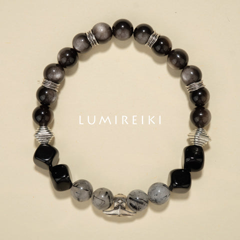 Pulsera protectora de cristal de pelo negro
