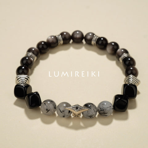 Pulsera protectora de cristal de pelo negro