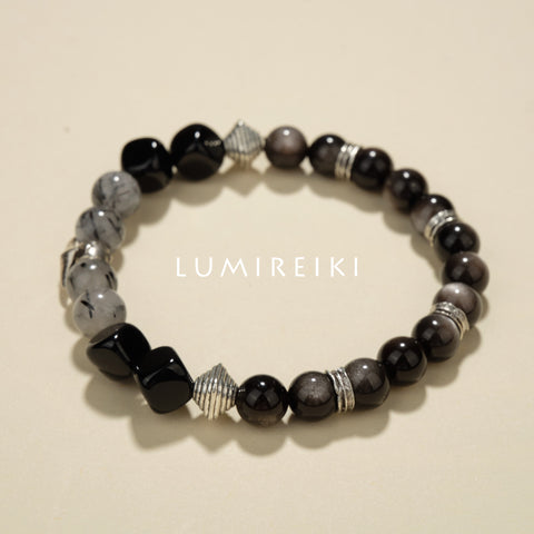 Pulsera protectora de cristal de pelo negro