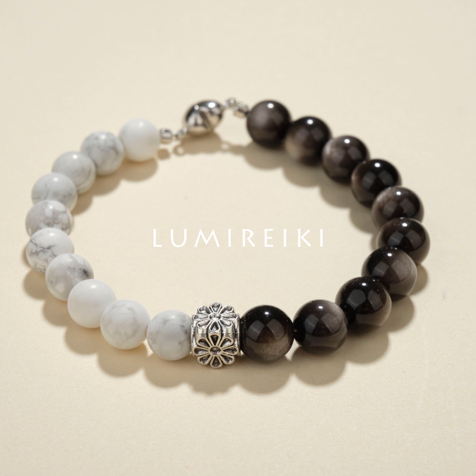 Lumi Reiki Obsidian Courage Boost Bracelet Worn | Stylish Jewelry for Daily Courage Enhancement and Energy Protection