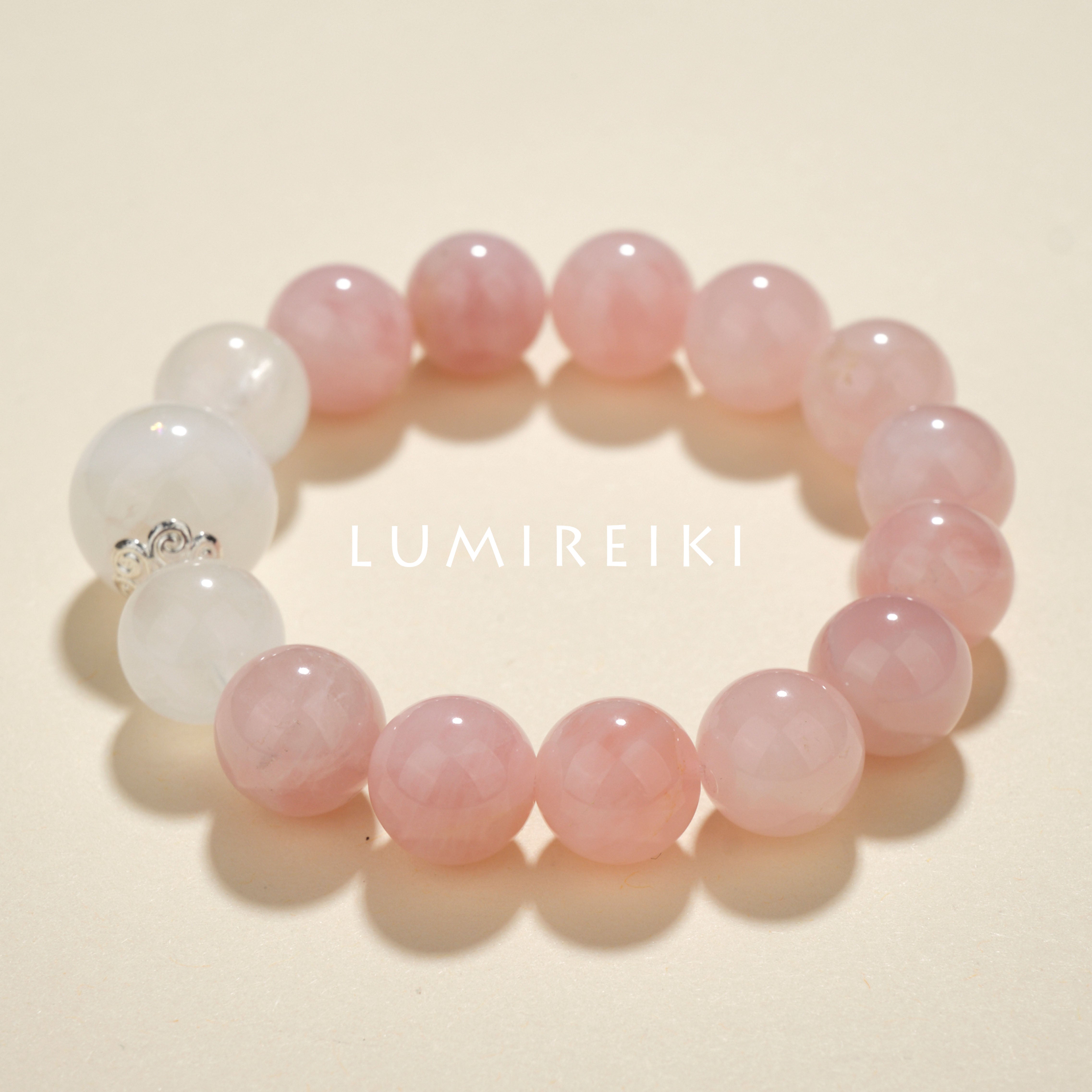 Lumi Reiki Rose Quartz Bead Close-Up | Love Stone for Attracting Romance & Relationship Harmony