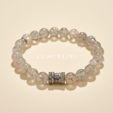 Black Rutilated Quartz Shield Bracelet