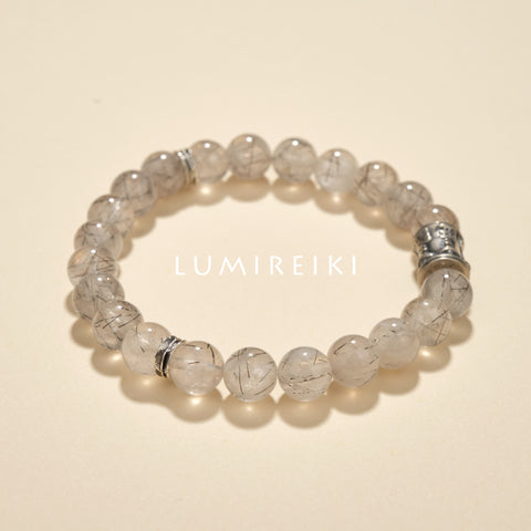 Black Rutilated Quartz Shield Bracelet