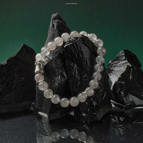 Black Rutilated Quartz Shield Bracelet