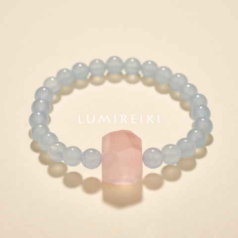 Rose Quartz & Aquamarine Love Bracelet