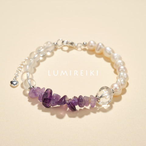 Amethyst - MilkyQuartz Peace Bracelet