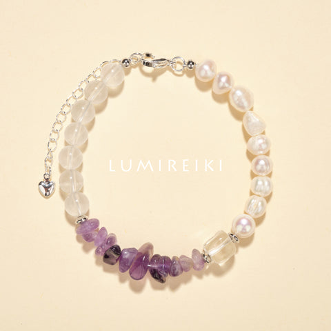 Amethyst - MilkyQuartz Peace Bracelet