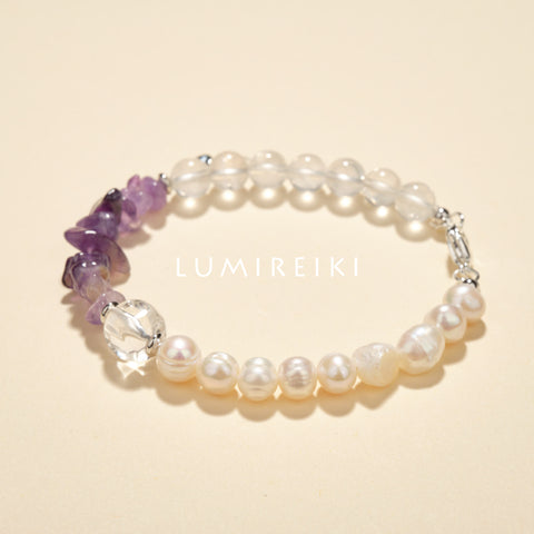 Amethyst - MilkyQuartz Peace Bracelet
