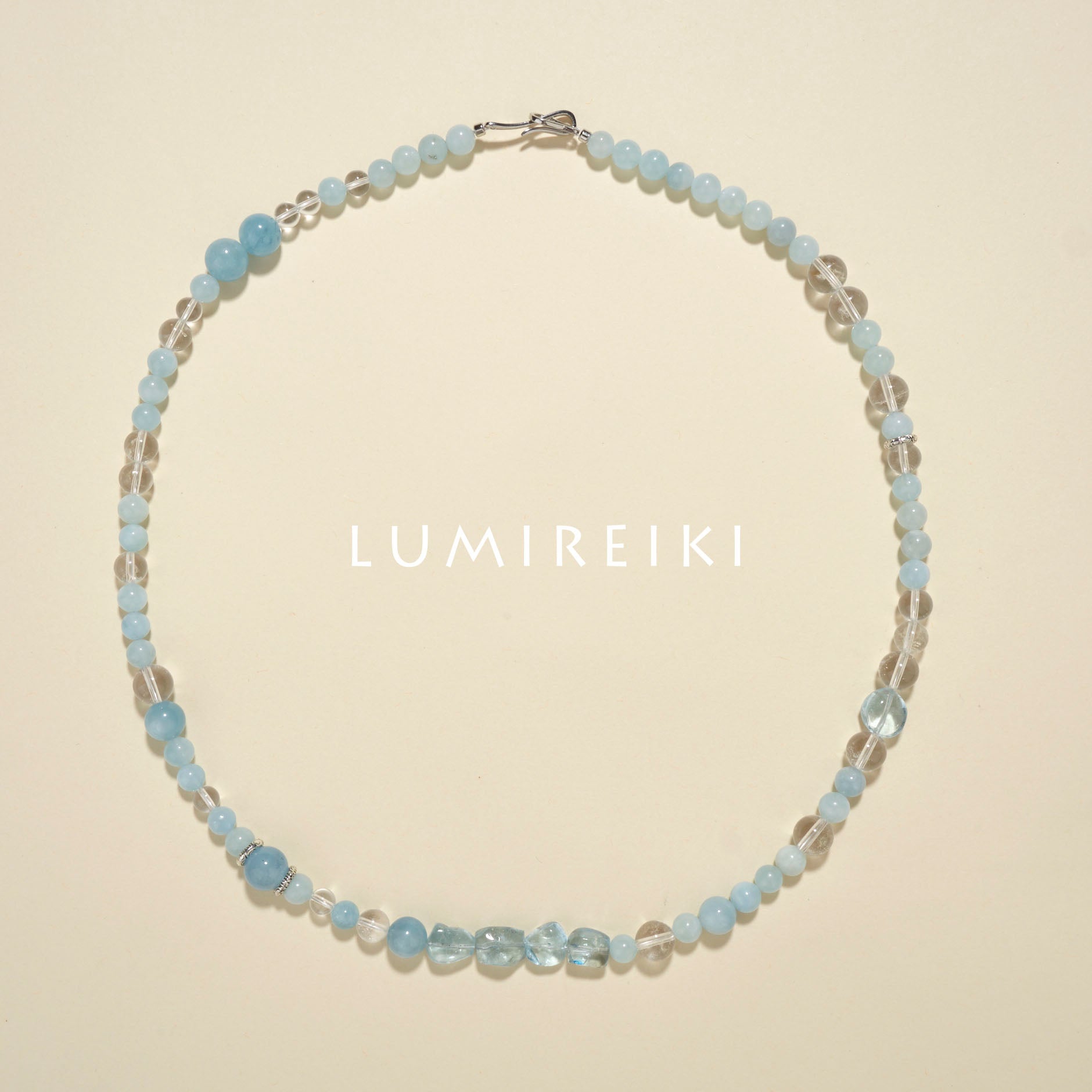 Lumi Reiki Aquamarine Topaz Fortune Necklace - Close - up of Exquisite Design and High - Quality Craftsmanship