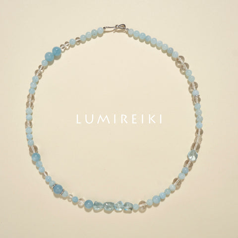 Lumi Reiki Aquamarine Topaz Fortune Necklace - Close - up of Exquisite Design and High - Quality Craftsmanship