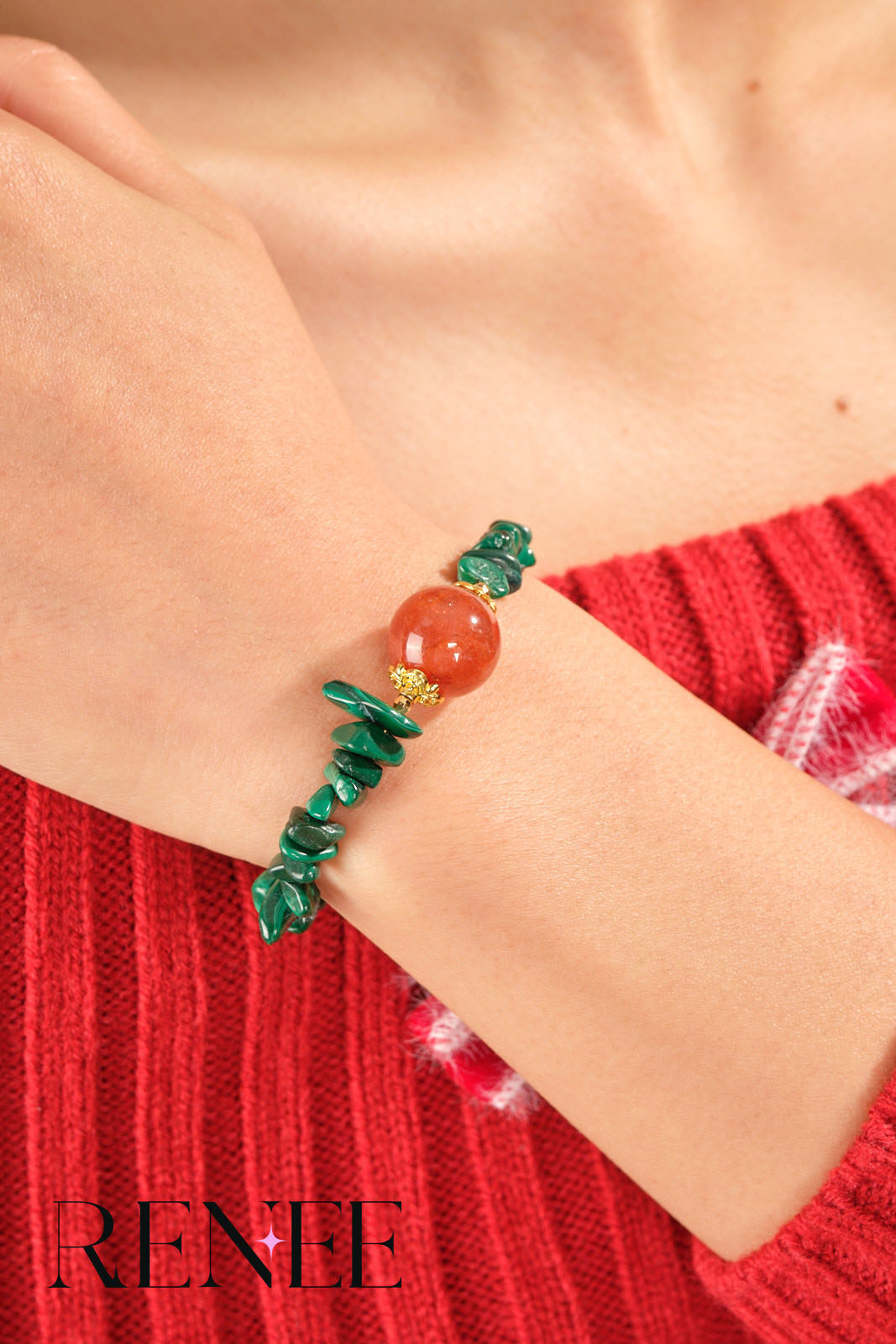 Green Vine and Red Core Christmas Bracelet