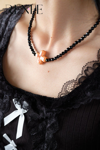 Dark Night Cross Pumpkin Necklace